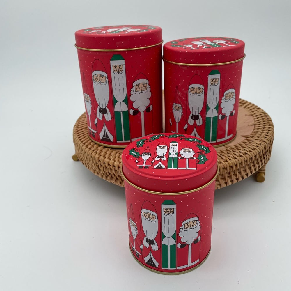 Santa Claus Set of 3 Red Nesting Tins